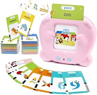 Talking Flash Cards Learning Toys for Toddlers, MOMSIV 255 Sheets 510 Words Early Preschool Educational Reading Machine for Age 2 3 4 Years, See and Spell Set Interactive Toy Gift for Kids, Pink