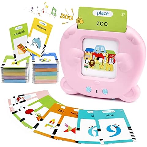 510 Words Talking Flash Cards Early Educational Toys for Toddlers, KETIEE Preschool Learning Reading Machine Montessori Autism Toys for for 2 3 4 5 6 Years Old Boys Girls Kids Birthday Gifts, Pink Cover