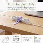 25 Câbles en silicone réutilisables Pcs, Câblés réutilisable avec boucle de verrouillage, Elastique réglable pour téléphone, Chargeur de téléphone, Souris, Audio, Bureau Câblodistributeurs Gestion Accessoire de Voyage (Couleur)