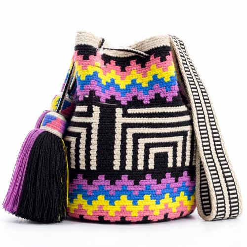 Image of WYOU Designer Collection Wayuu Hand-Woven Macrame Purse, Raffia Handbag, Classy Summer Crossbody Bags for Women, Medium