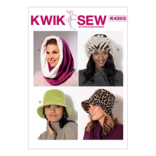 McCall Pattern Company Kwik K4203 Misses, Beanie and Bucket Hats Sewing Pattern, Hood