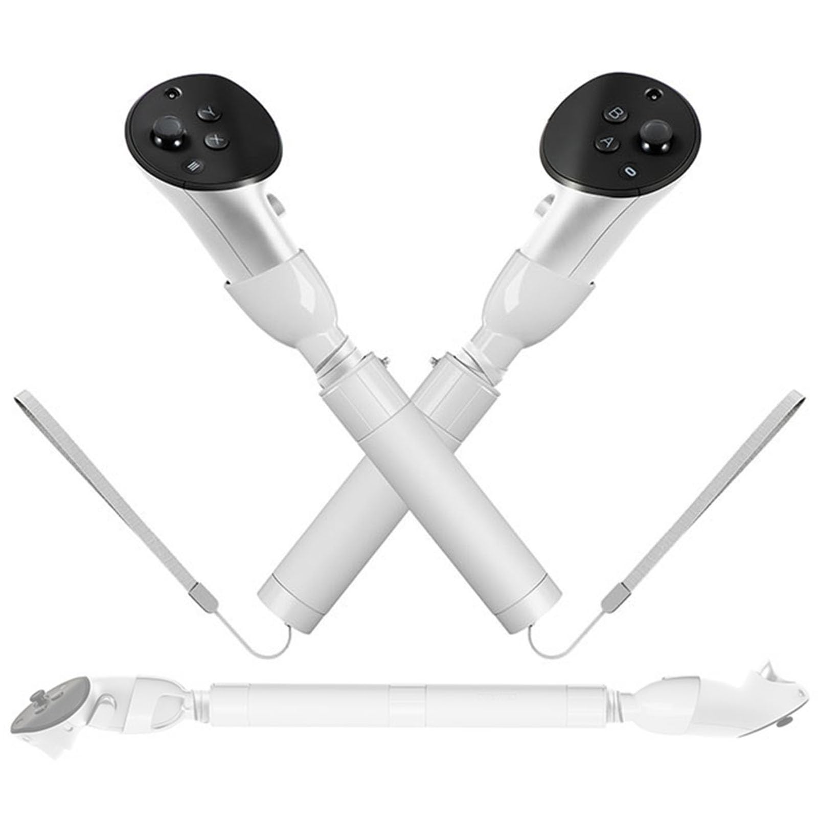 VR Controller Extension Grips Golf Club Game Long Arms Handle Accessories Compatible with Quest3 VR Gorilla Tag Beat Saber Long Stick Handle Attachments (Light Grey)