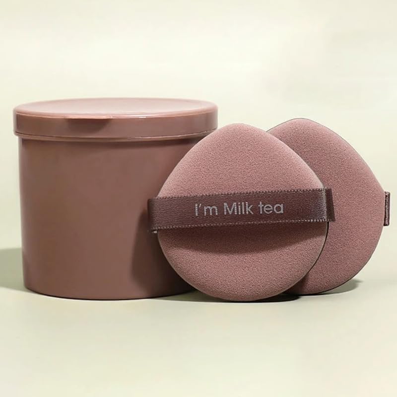 7Pcs/Box Cosmetic Puff Set Water Drop Double Side Soft Beauty Makeup Air Cushion Puffs Dry Wet Use Cosmetics Tools (Coffee)