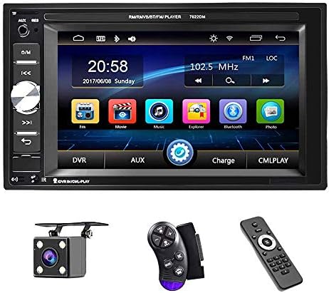 UNITOPSCI Double Din Car Stereo Car Multimedia Player Bluetooth Audio and Calling 6.2 Inch LCD Touchscreen Monitor, MP5 Player WMA USB SD Auxiliary Input FM Radio with Backup Camera Remote Control