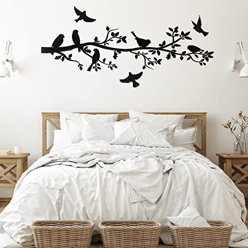 Youyole Lot de 5 décorations murales en métal noir avec oiseaux sur une branche - Décoration murale à suspendre pour intérieur ou extérieur - Décoration...