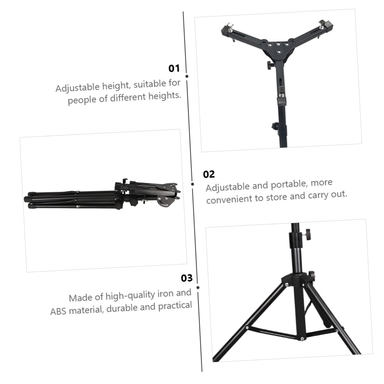 Supporto per Tamburo Muto Regolabile in Altezza Treppiede in Abs e Ferro, Supporto per Rullante e Pad di Pratica per Principianti, Scaffale per Batteria Silenziosa Adatto