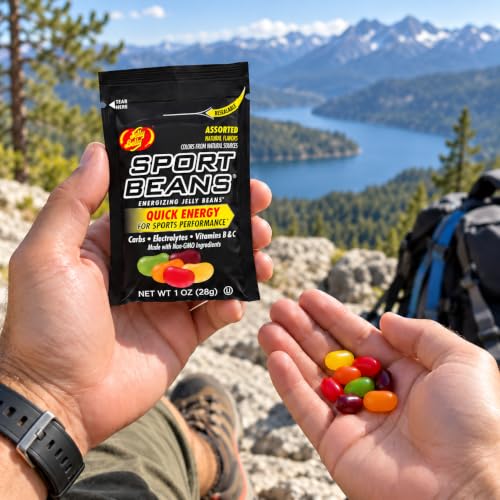 Jelly Bean Sport Beans Variety | 6 pack 1oz bags | Contains Carbs, Electrolytes, Vitamin B & C | FLAVORS Fruit Punch, Assorted, Extreme Cherry, Assorted & Extreme Watermelon Energy Beans - image 4