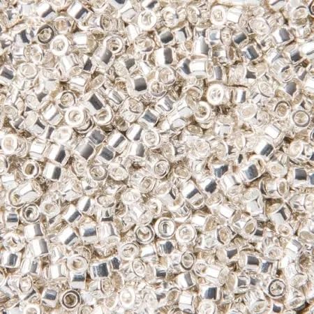 5 g Miyuki DELICA Seed Beads Rocailles, Size 11/0, Silver Plated Metallic (# DB0551), Japan, Glass