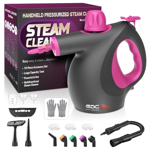 Handheld Steam Cleaner for Home, Pressurized Steamer with 16 Accessories, Chemical-Free & Portable...