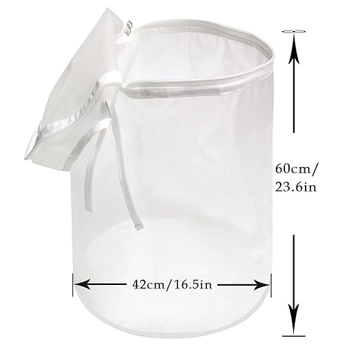Miniatura 2 de Bolsa coladora de filtro de 20 galones de 220 micrones, bolsa de malla con cremallera para lavadora (blanco 20 galones)