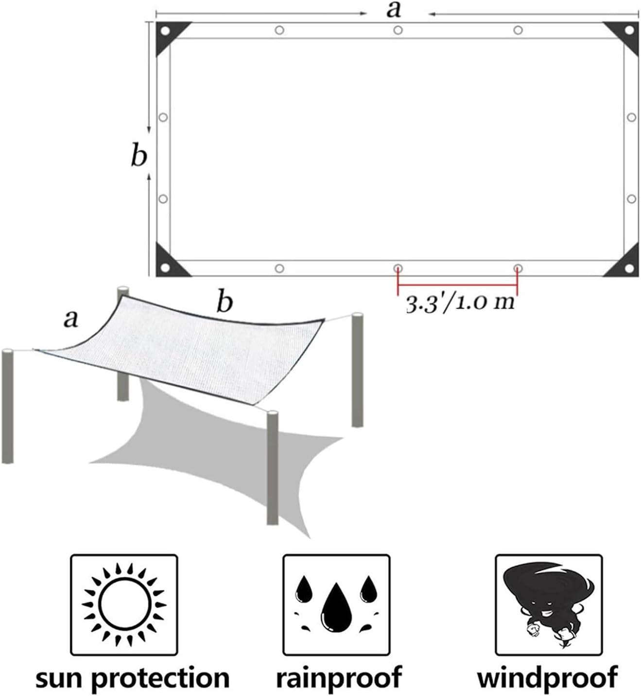 White Sun Shade Cloth 80% Garden Shade Net for Greenhouse Plants Outdoor Shade Garden Sun Shade Mesh Screen Cover for Patio Balcony Chicken Coops(6.5x13ft(2x4m))