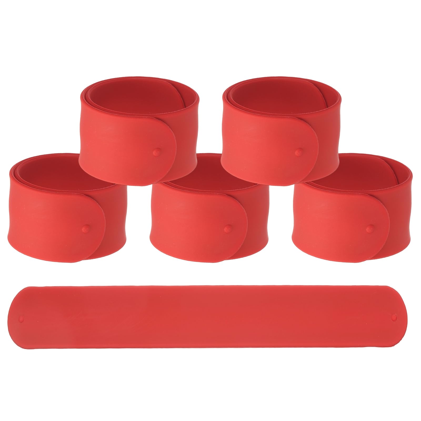 YELARXI Slap Bracelets, Silicone Charm Bracelets Snap Band - 6Pcs Fitting for (Birthday Holiday Exchanging Gifts Party Favors Crafts Project DIY Prizes) 8.5" & Red