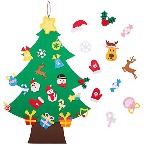 Felt Christmas Tree - 3.6 FT 3D DIY Set for Kids with 33 Pieces of Ornament Decor, Wall Hanging Christmas Tree Decorations