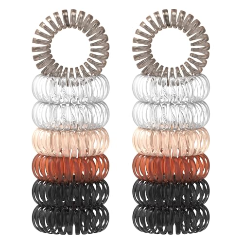 OWill 12 Piezas gomas pelo espiral,Impermeables gomas pelo mujer,gomas pelo para el cabello sin daños,gomas transparentes pelo,accesorios pelo mujer y Niña(Negro, gris y claro)