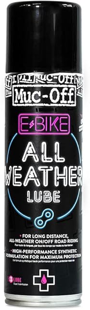 Muc-Off E-Bike All-Weather Chain Lube, 250 Millilitres - Premium Electric Bike Chain Lubricant Spray - Formulated For All Weather Conditions