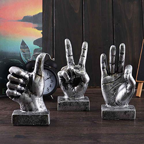 Nice Purchase Hand Finger Gesture Desk Statues Fingers Sculpture Creative Home Living Room Cabinet Shelf Decoration (Victory Gesture In Gold) #TOP2