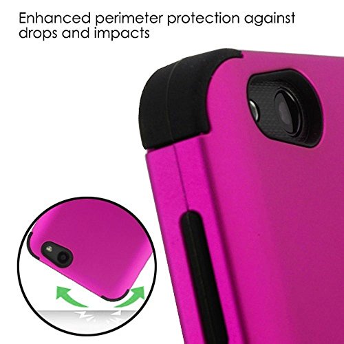 Mybat Cell Phone Case For Zte N9137 (Tempo X), Zte Z839 (Blade Vantage), Zte Z855 (Avid 4), Zte Fanfare 3, Titanium Solid Hot Pink/Black Solid #TOP4