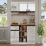 Buffetschrank Küche Küchenschrank Mit Arbeitsplatte MDF Hochglanz Weiß Schubladen Türen Stauraum Küchenbuffet Kommode Seitenschrank Beistellschrank Für Küche Esszimmer Wohnzimmer