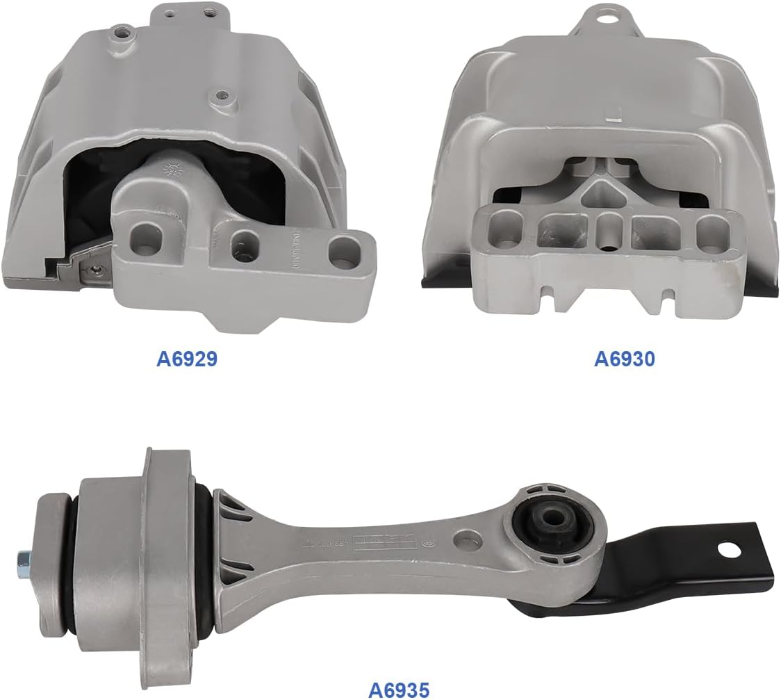 3Pcs Engine Motor Mount Compatible with Jetta 99-05 & for Beetle 99-05 & for Golf 99-06 1.8L-2.0L Transmission Mount Set, Replace A6929 A6930 A6935, Black/Silver, CA-EM009