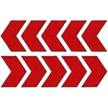 TUFFS 10pcs/Set Reflective Arrow Sign Tape Sticker for Car Bumper Trunk Reflector Hazard Tape Color Red, Size A