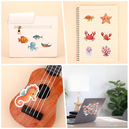 60 Stück Unterwasser-Tier Sticker, Wasserdichte Meeresleben Aufkleber Niedliche Ozean Partygeschenke & Deko für Wasserflaschen & Laptops