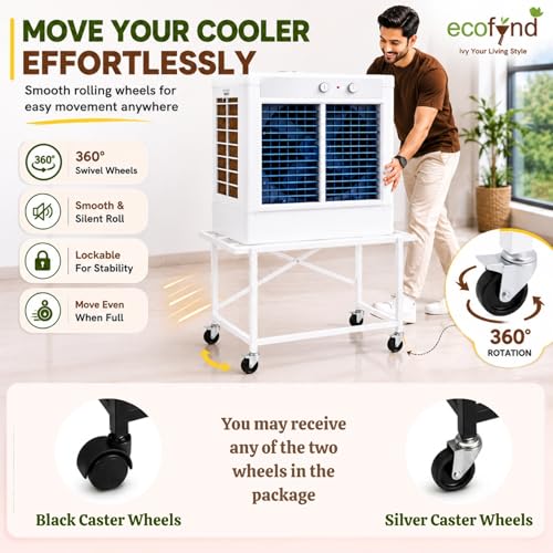 Image of ecofynd Heavy-Duty Metal Cooler Stand with 360 Rotating Wheels, Durable Rust-Resistant Frame, Easy Mobility, Ideal for Home, Office & Outdoor Use, Stable & Space-Saving Design (CLS001-WHT)