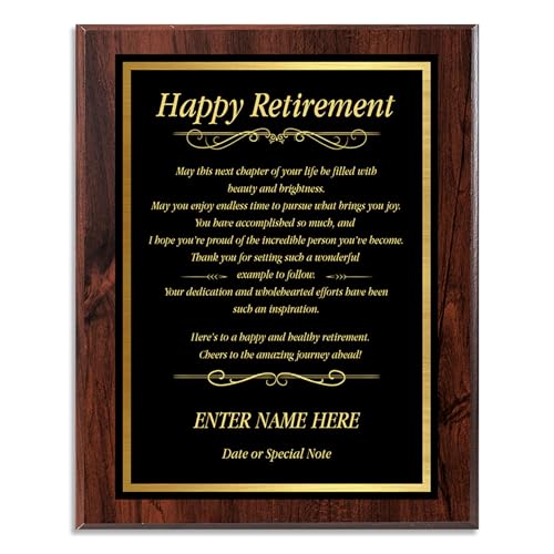 Custom Retirement Plaque for Service Recognition - Retirement Gifts for Men and Women - Happy...