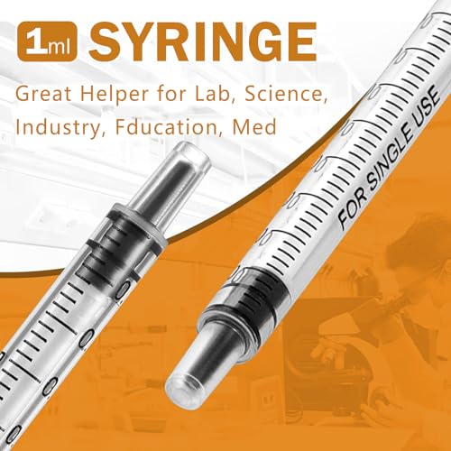 24 Pack 1ml Sringe, 1cc Syringe for Measuring Liquid, lip gloss, Individually Sealed Syringe for Oral Dental Care, Scientific Lab, Plant Hydroponic, Feed Pets, No Needle