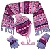N'Ice Caps Big Girls Sherpa Lined Geo Print Hat/Scarf/Glove Knitted Set