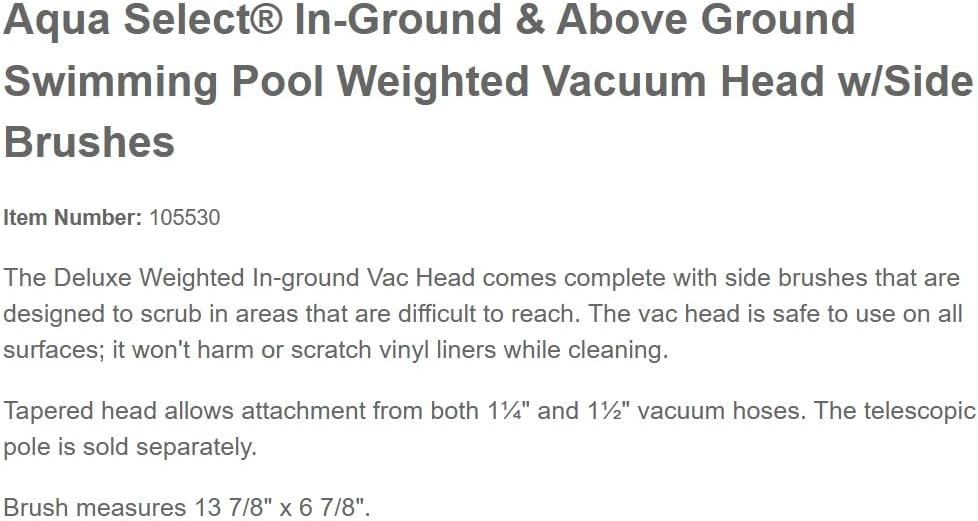 Replacement for In-Ground & Above Ground Swimming Pool Weighted Vacuum Head w/Side Brushes OEM