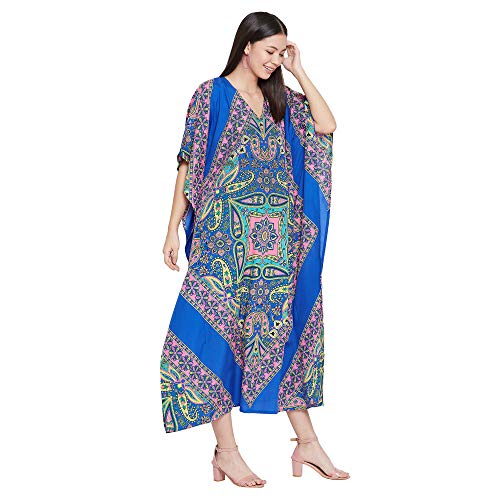 Image of Oussum Women Kaftan Plus Size Polyester Summer Lightweight Caftan Swimsuit Cover Ups Maxi African Mumu Lounge House Dress