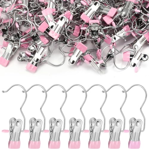 Yinder 250 Pcs Boot Hangers Clips Laundry Hooks Hanging Stainless Steel Clothes Pins Portable Clip Hangers for Closet Travel Socks Pants Handbags Hats Towels (Pink) by Yinder - Image 9