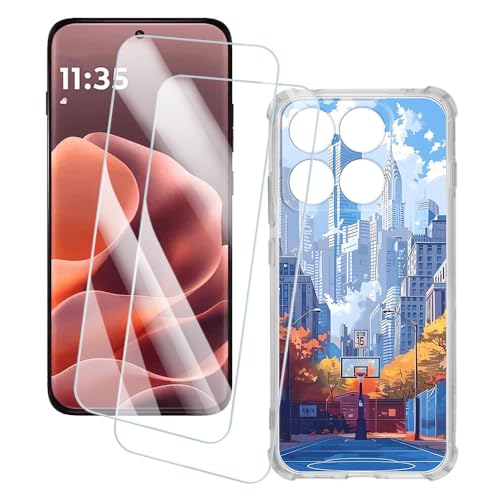 OAGELIM 2�Z�b�g �X�N���[���v���e�N�^�[ + �P�[�X Motorola Edge 70 Pro 5G Global (6.8 �C���`) �Ƃ̌݊������� �A�[�e�B�X�e�B�b�N�J�X�^���v�����g�J�o�[�Ƌ����K���X�t�B���� �X�N���b�`�h�~ (�X)