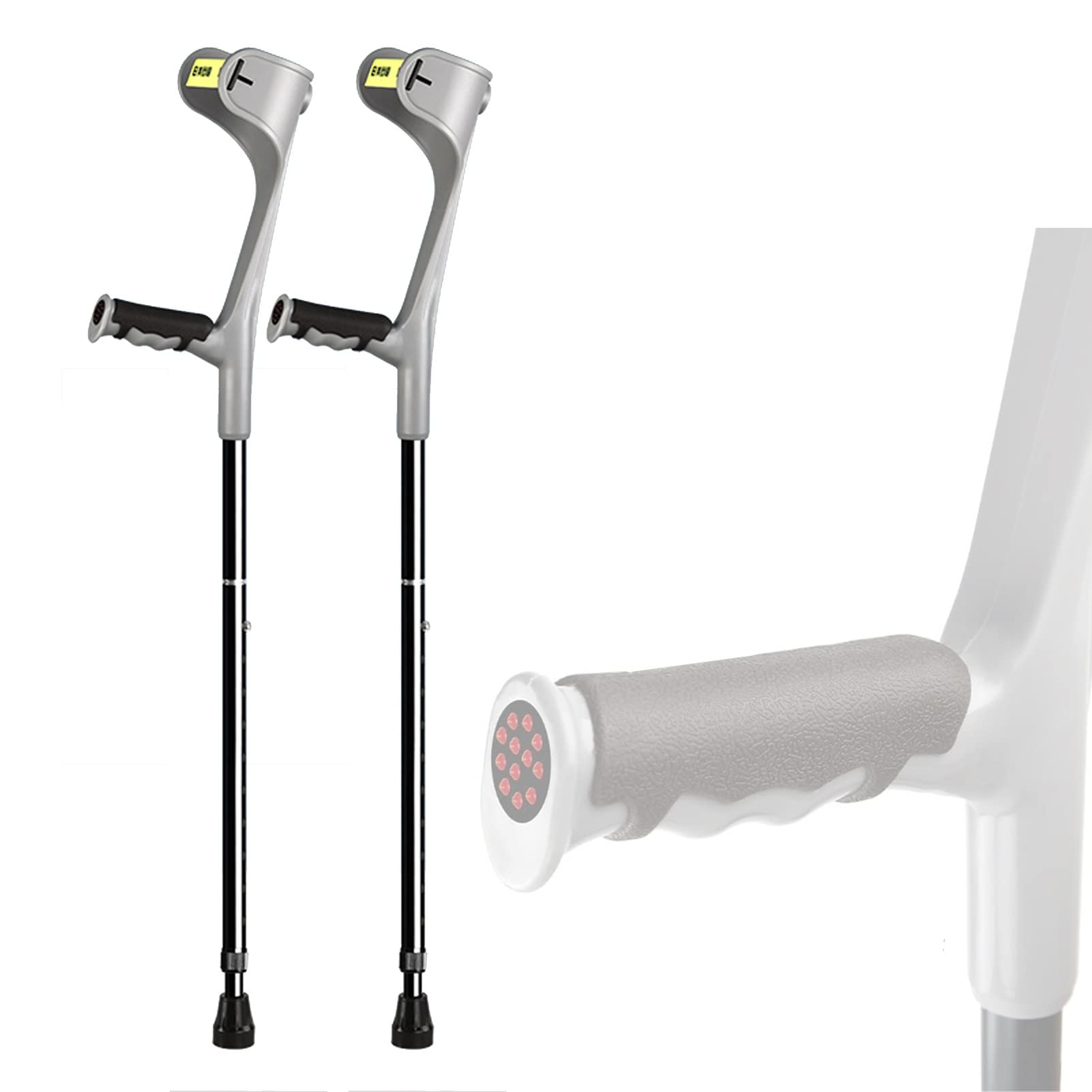 Muletas de Antebrazo Plegables de Aluminio (2 Unidades), Muletas Ligeras Antideslizantes para Fracturas de Discapacitados, Muletas para Caminar, para Adultos Y Niños (Color : Gray)