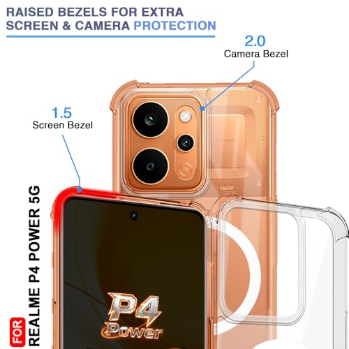 Image of AESTMO Clear Back Cover for Realme P4 Power 5G / Narzo Power 5G | 360 Protection | Transparent Back Cover (PC + TPU, Compatible with MagSafe Accessories, Transparent Bumper)