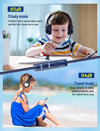 Image of USB Type C Kids Headphones for School, Wired Over Ear Headsets with Microphone Limited Volume 85dB / 94dB, Portable USBC Headphones for Kids Teens Children Online School /Travel /iPad /Tablet /Cellphone