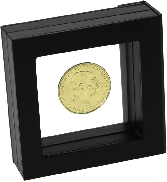 SAFE Black Floating Frame. Display Coins, Medals and Collectables in 3D. Protects and Showcases Collections - 80 x 80 x 30mm