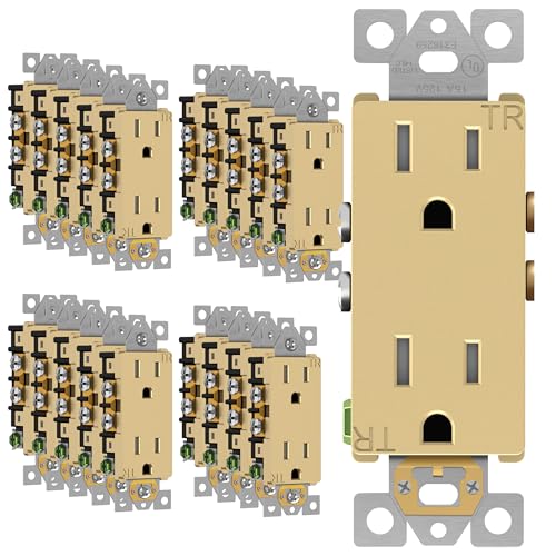 Image of ENERLITES Elite Series Decorator Receptacle Outlet Child Safe Tamper-Resistant, Gloss Finish, Self-Grounding, 2-Pole, Residential Grade, 15A 125V, UL Listed, 61501-TR-GD-20PCS, Gold (20 Pack)