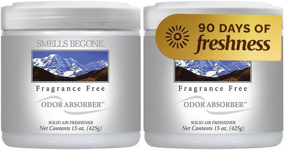 SMELLS BEGONE Air Freshener Odor Absorbing Gel Natural Essential Oils 2 Pack (15 oz) 2 x 15 Ounces White 50016