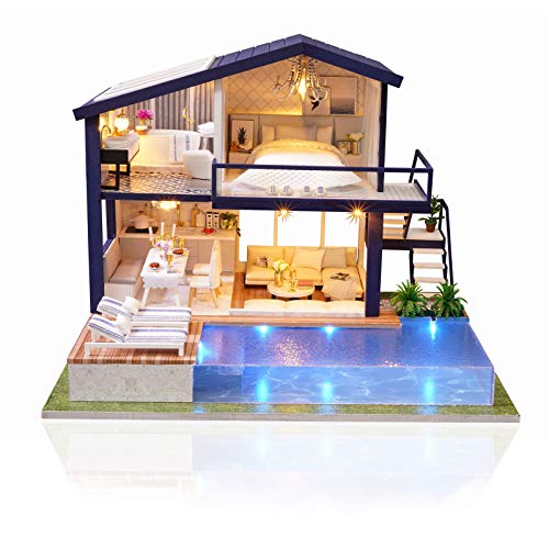 Cuteefun DIY Miniatur Puppenhaus Kit zum BAU Miniatur Haus mit Musik und Möbeln Selber Bauen Kreative Bastelgeschenke… – Bild 3