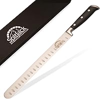 Vista 2 de SPITJACK Cuchillo de corte de pechuga ahumada para cortar carne y rebanar. Cuchillo de corte de 11 pulgadas y cuchillo de deshuesado curvado de 6