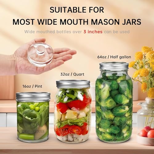 Image of Fermentation Weight, Glass Fermentation Weight, Fermentation Jar Glass Weights with Easy Grip Handles, for Homemade Pickles, Kimchi, Sauerkraut