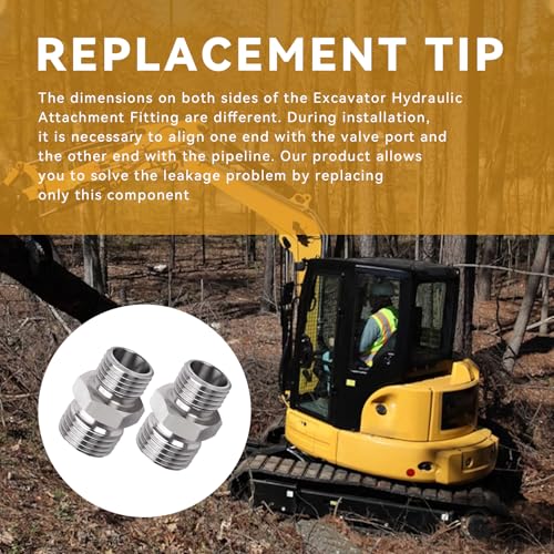 Image of 115757 Excavator Hydraulic Hose Pipe Thread Connector Compatible with Mini Excavator(For Most Hydraulic Thumbs, Screw Attachments And Hydraulic Tilt Buckets) - 2Pcs