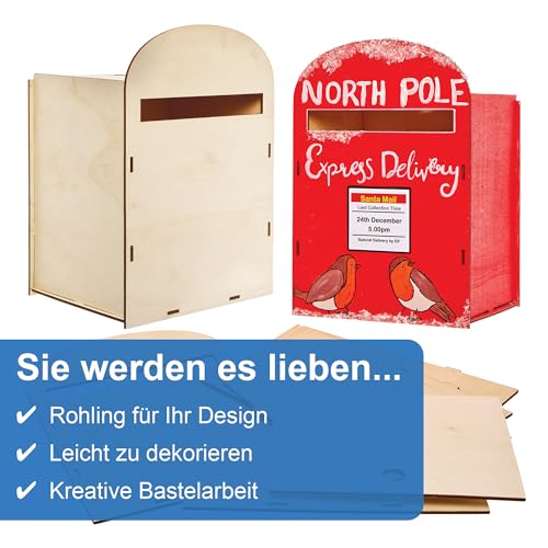 Baker Ross FX846 Briefkasten-Set - 1 Set, Holzbastelsets zum Bemalen und Dekorieren für Kinder, Mittel