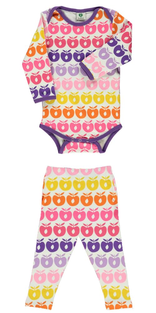 Småfolk Kostium dla niemowląt i maluchów Niemowlęta - dziewczynki Body dziecięce Ls & Legginsy, Mini Retro Apple