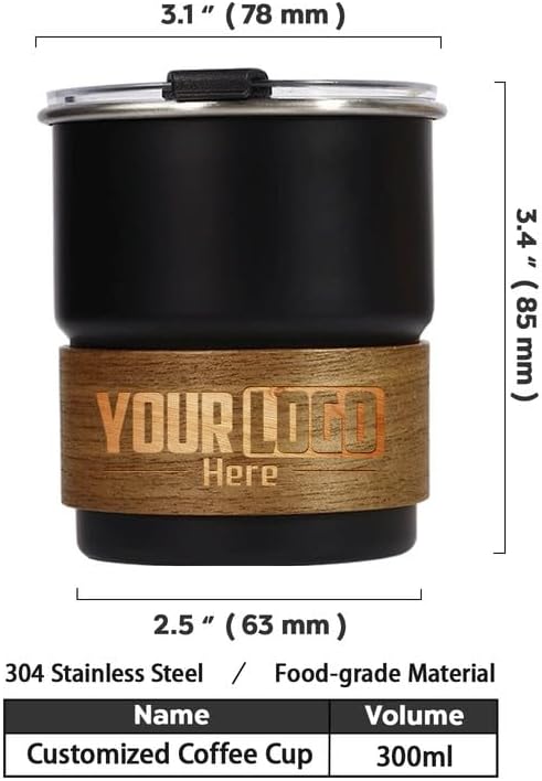 Custom Coffee Cup Personalized Stainless Steel Mug Logo Printed Tumbler 10Pack- 10oz Stackable Bulk for Home Camping Office Travel