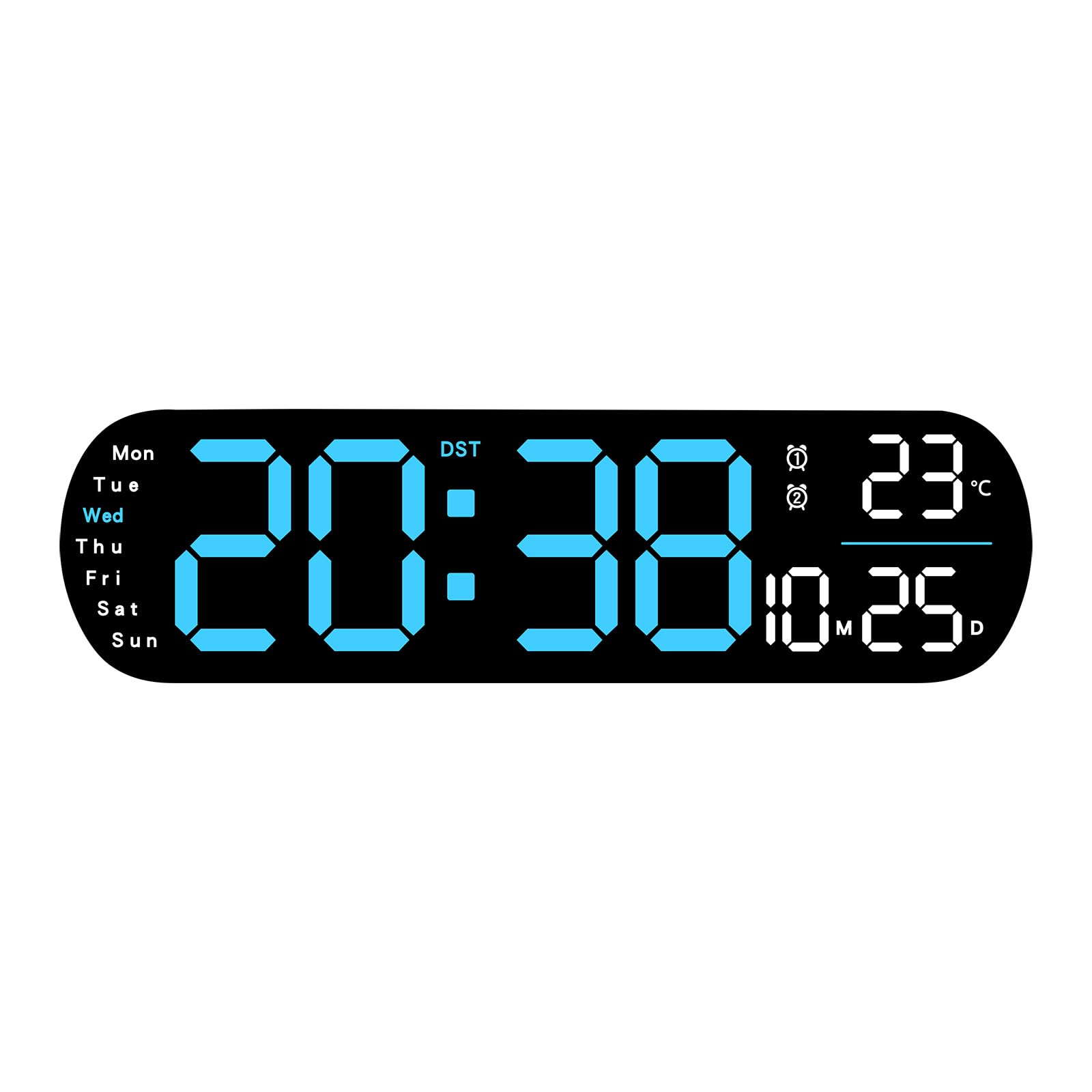 Horloge Murale LED Numérique 10 Pouces Avec Télécommande – Affiche Heure, Date, Température, Alarme Et Minuterie - 5