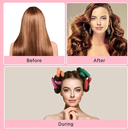 Heatless Hair Curler For Long Medium Hair Curls, 6Pcs No Heat Hair Rollers Hair Curlers To Sleep In, Curly Wavy Hair Twist Pillow Flexi Rods Flexible Heatless Curling Rod Headband Wrap Styling Rollers #TOP2