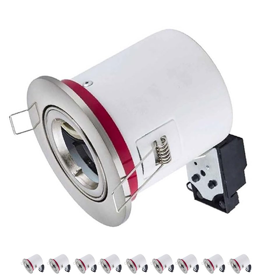 Europalamp - 10BBC20A - 10 Support Spot BBC RT2012 IP20 Orientable Alu brossé avec Douille GU10