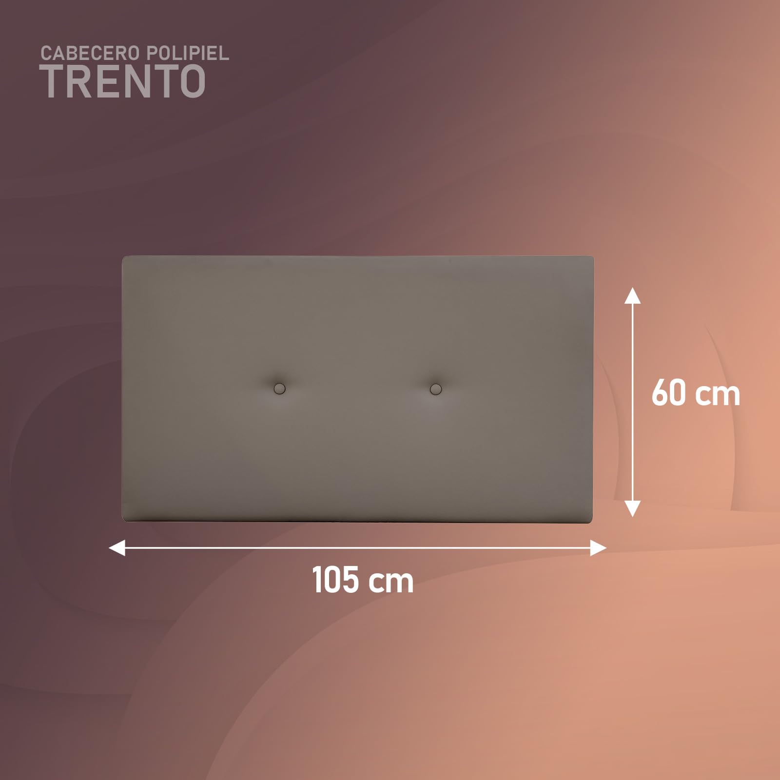 amuéblate Online - Cabecero Polipiel Premium Acolchado Trento Medidas 105 x 60 cm (Cama de 90 y 105) Gris